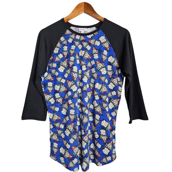 2/$35-LuLaRoe Randy Raglan 3/4 Sleeve T Shirt Size M Uncle Sam Design Patriotic - Picture 1 of 10